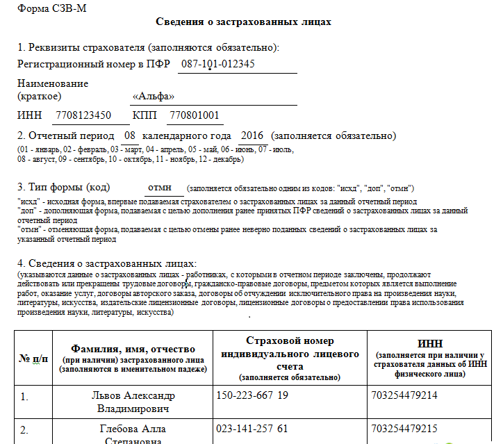 Отправить сзв. Сведения о застрахованном лице. Отменяющая к форме СЗВ-М. Отменяющая форма СЗВ. Форма СЗВ-К.