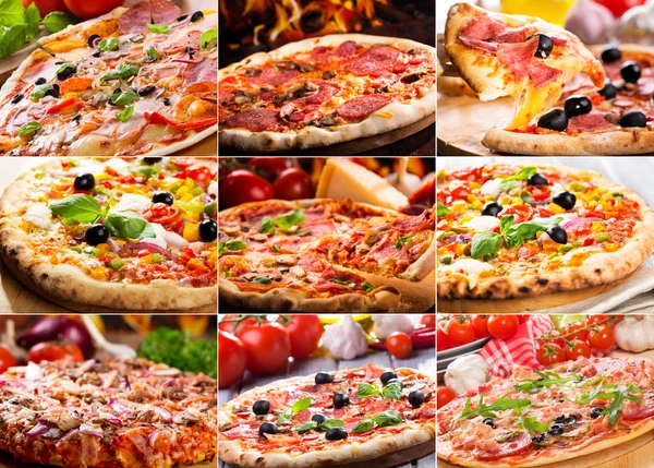 Коллаж пиццы — стоковое фото