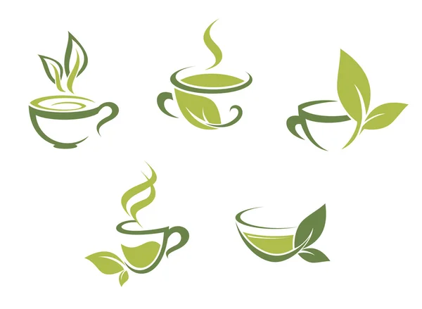 Свежий чай и зеленые листья — стоковый вектор