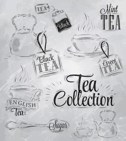 Набор чайная коллекция — стоковый вектор