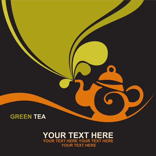 Заварной чайник с зеленым чаем — стоковый вектор