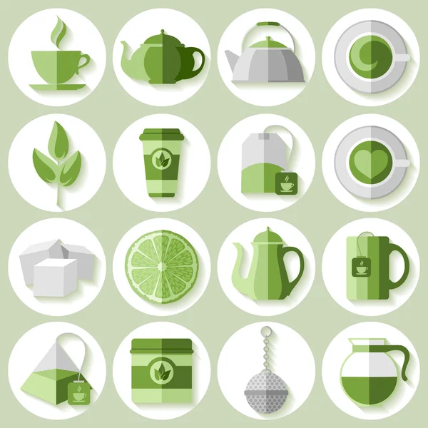 Чайный набор иконок — стоковый вектор