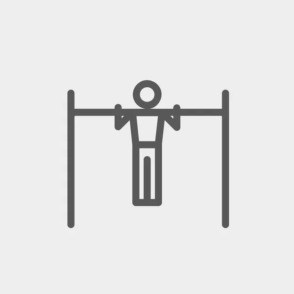 Потяните вверх упражнения в бар значок тонкой линии — стоковый вектор