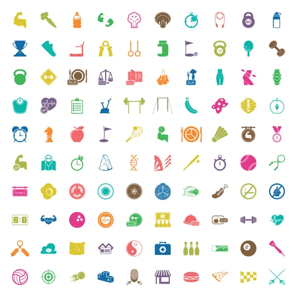 Набор спортивных 100 иконок для веб- — стоковый вектор
