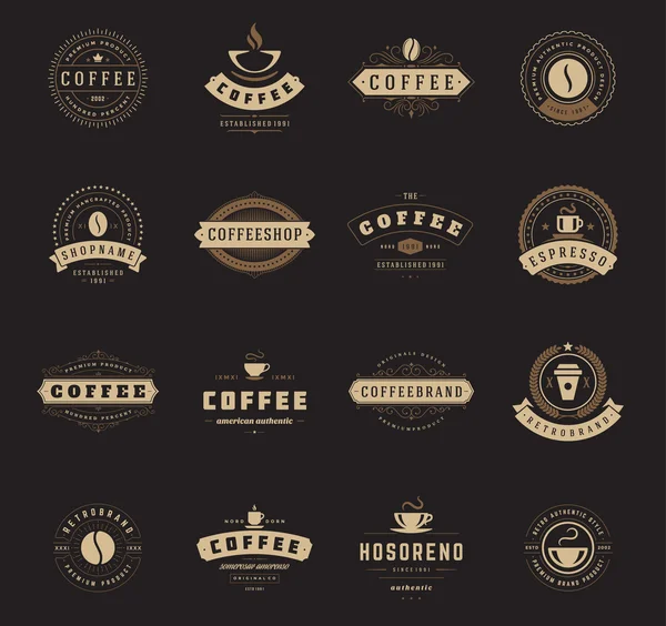 Магазин кофе логотипы, значки и элементы дизайна этикетки набор — стоковый вектор