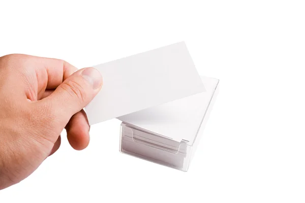Рука, держащая визитную карточку — стоковое фото