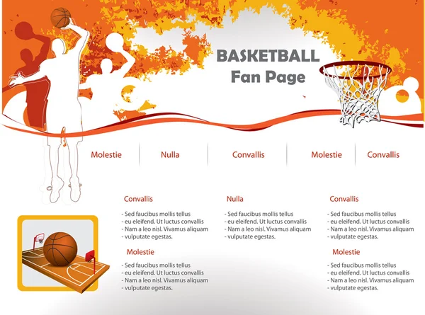Шаблон дизайна веб-сайта баскетбол — стоковый вектор