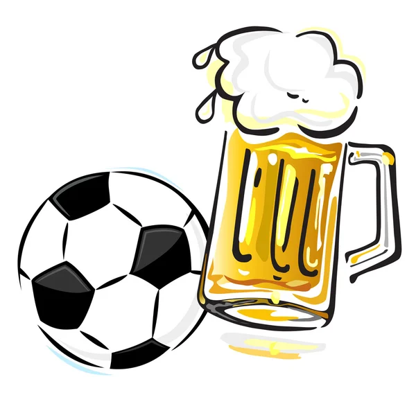 Футбольный мяч и пиво — стоковый вектор