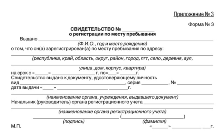 Свидетельство о временной регистрации в России