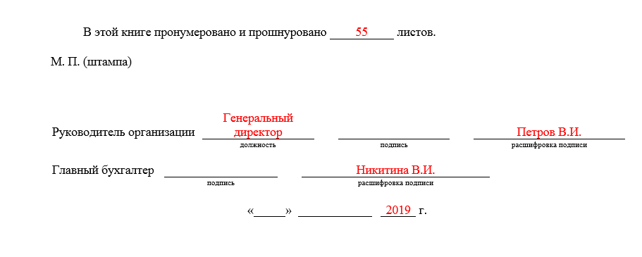 Титульный лист кассовой книги образец